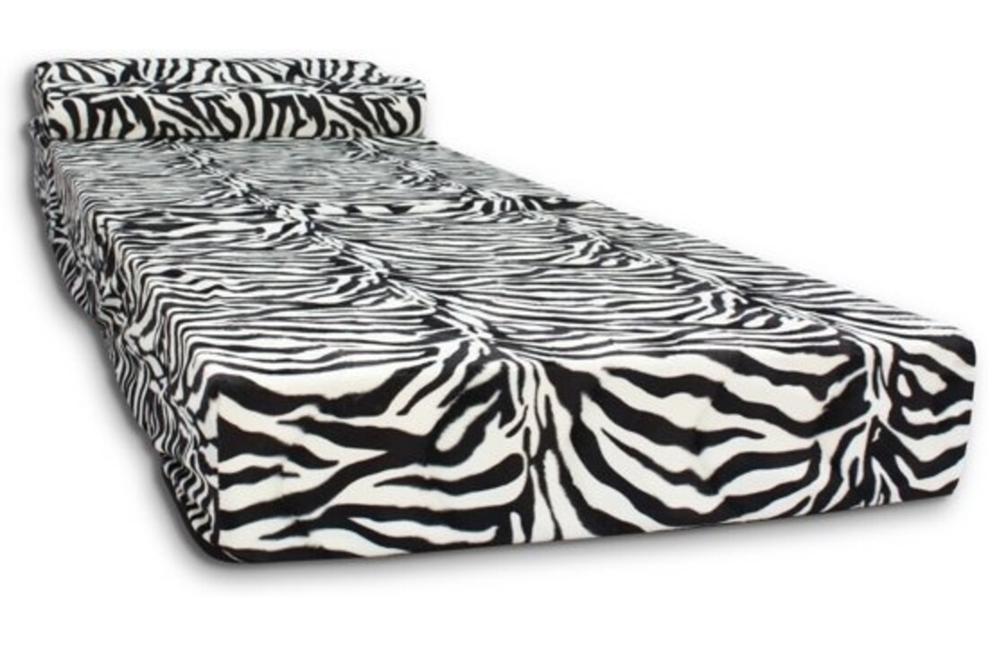 Opvouwbaar matras 70x200 | Zebra Design | 15cm Foam | Wit/Zwart