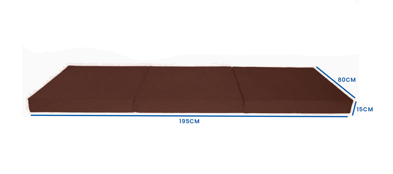 Logeermatras 15 cm dik - Opvouwbaar 195x80 cm - Lichtbruin