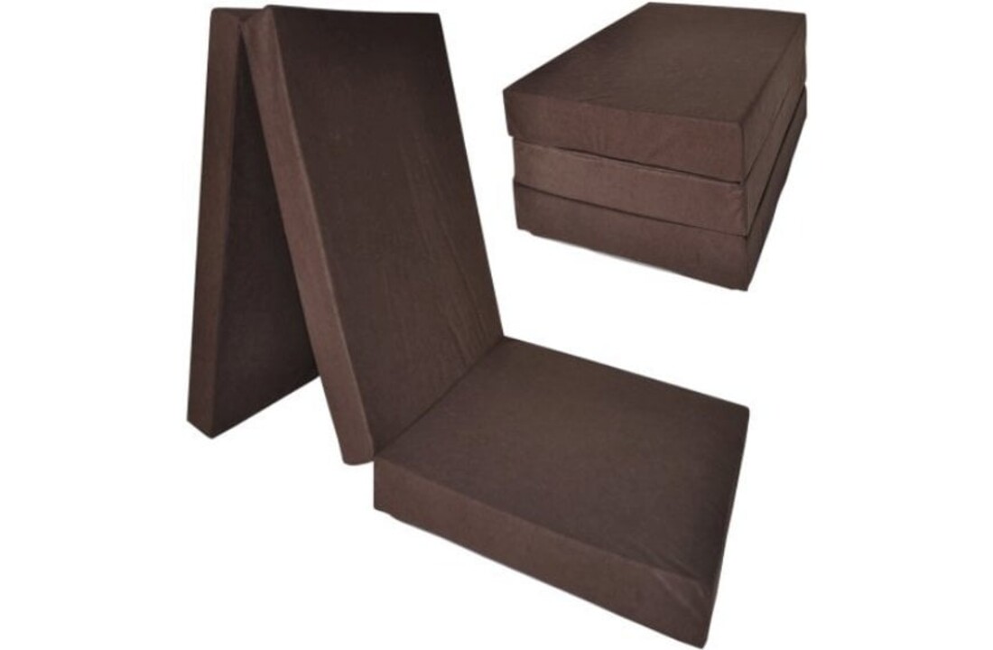 Logeermatras kamperen - 195x80cm bruin foam - opvouwbaar