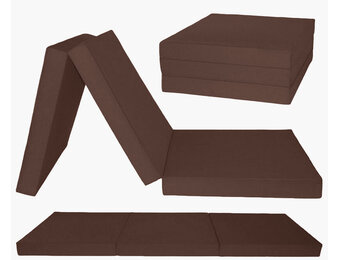 Slaapmat 15 cm dik - Opvouwbaar logeermatras 195x80cm Bruin Foam