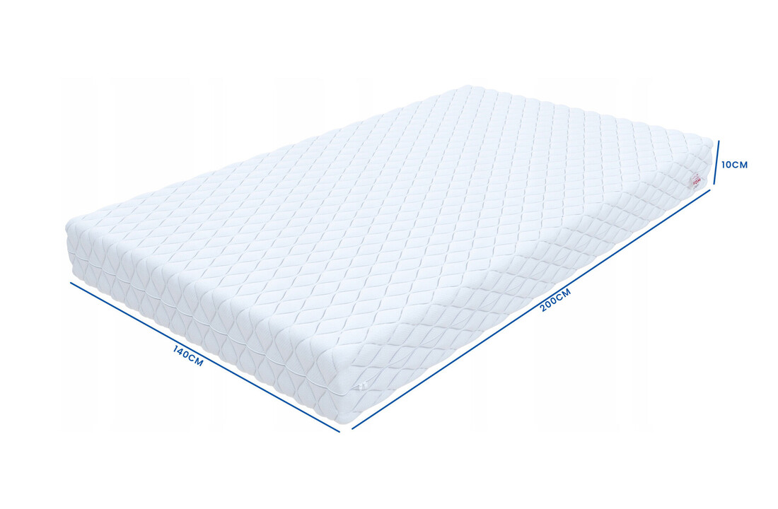 Matras 140x200 met tijk - Wit Koudschuim H3 - 10cm dik