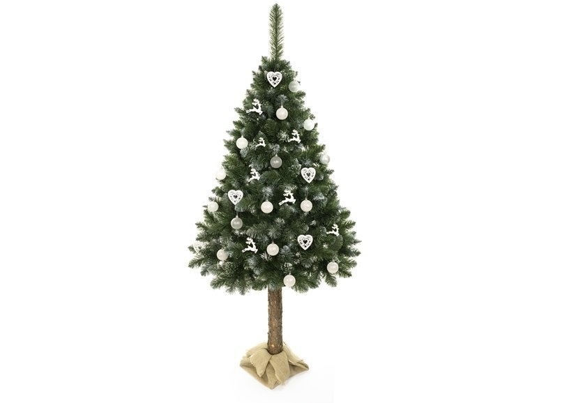 Besneeuwde kerstboom 220 cm groen met rijp, grenen stam