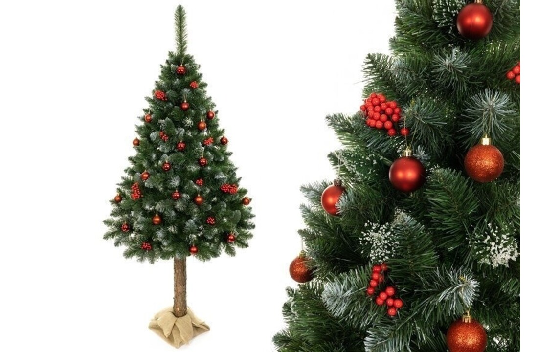 Kerstboom met stam 220 cm groen met rijp modulair