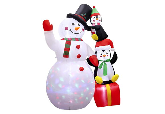 Grote opblaasbare kerstman 180 cm - Sneeuwpop rood/wit/zwart