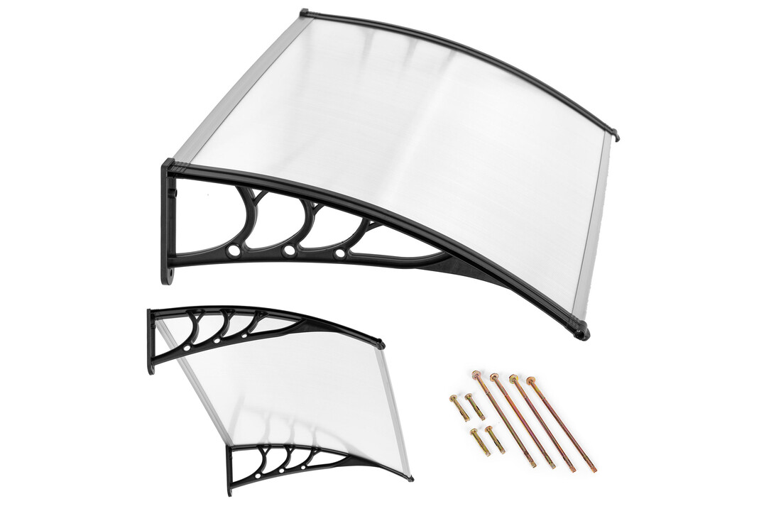 Kunststof luifel zwart frame 120x75,5x23 cm polycarbonaat