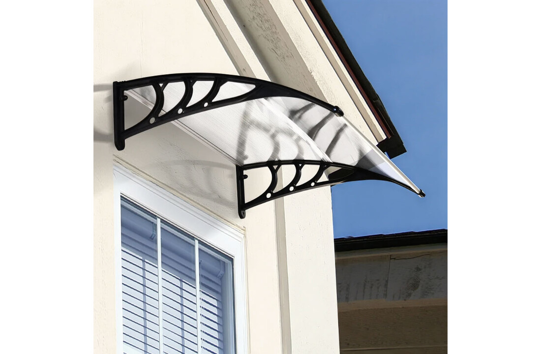 Kunststof luifel zwart frame 120x75,5x23 cm polycarbonaat