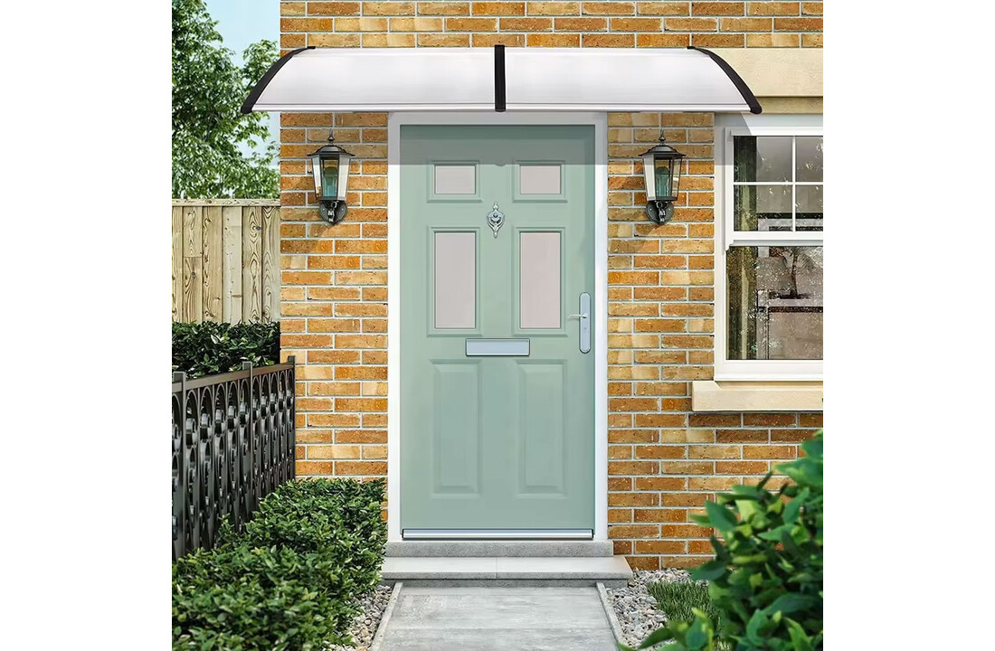 Kunststof luifel zwart frame 120x75,5x23 cm polycarbonaat