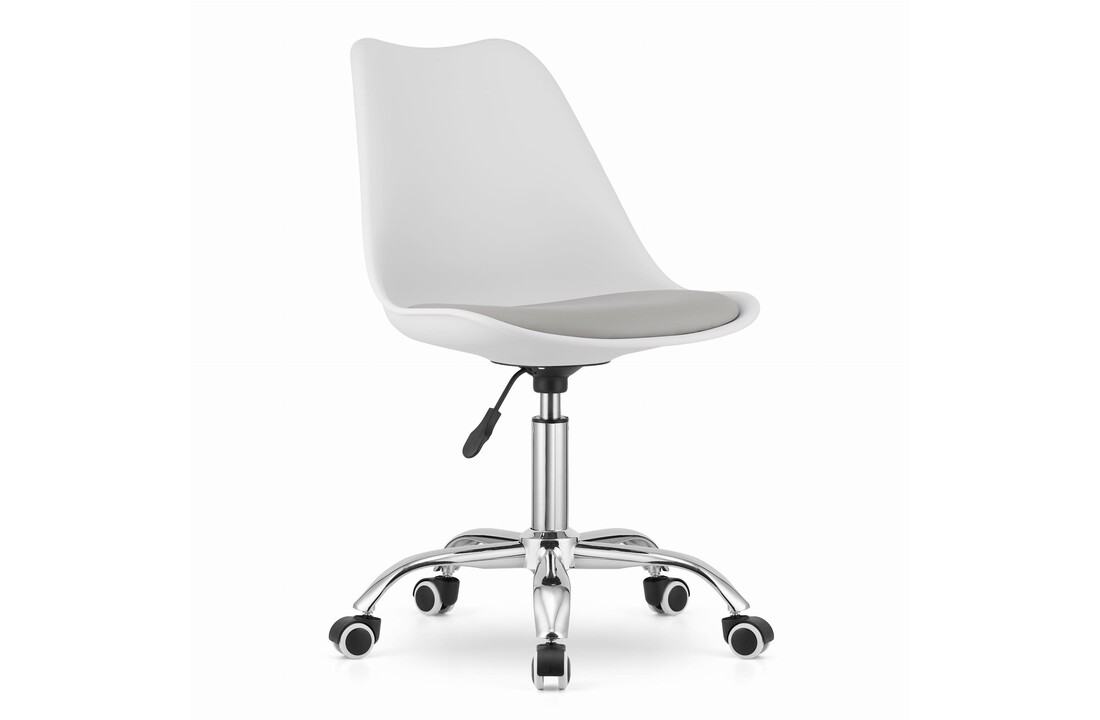 Bureaustoel wit grijs | Ergonomisch, verstelbaar, eco leer | 48x43x91.5cm