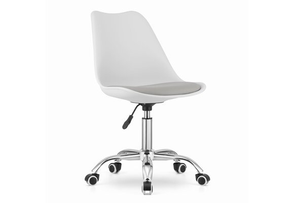 Bureaustoel wit grijs | Ergonomisch, verstelbaar, eco leer | 48x43x91.5cm