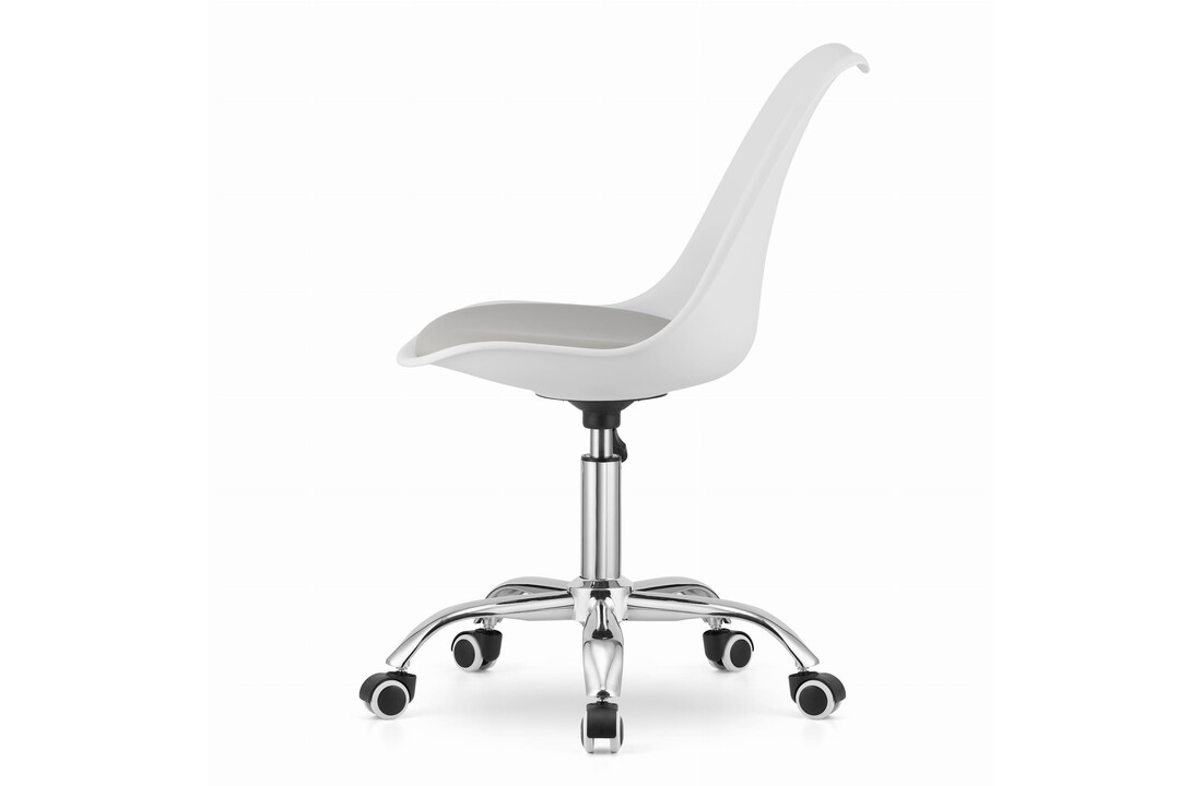 Bureaustoel wit grijs | Ergonomisch, verstelbaar, eco leer | 48x43x91.5cm