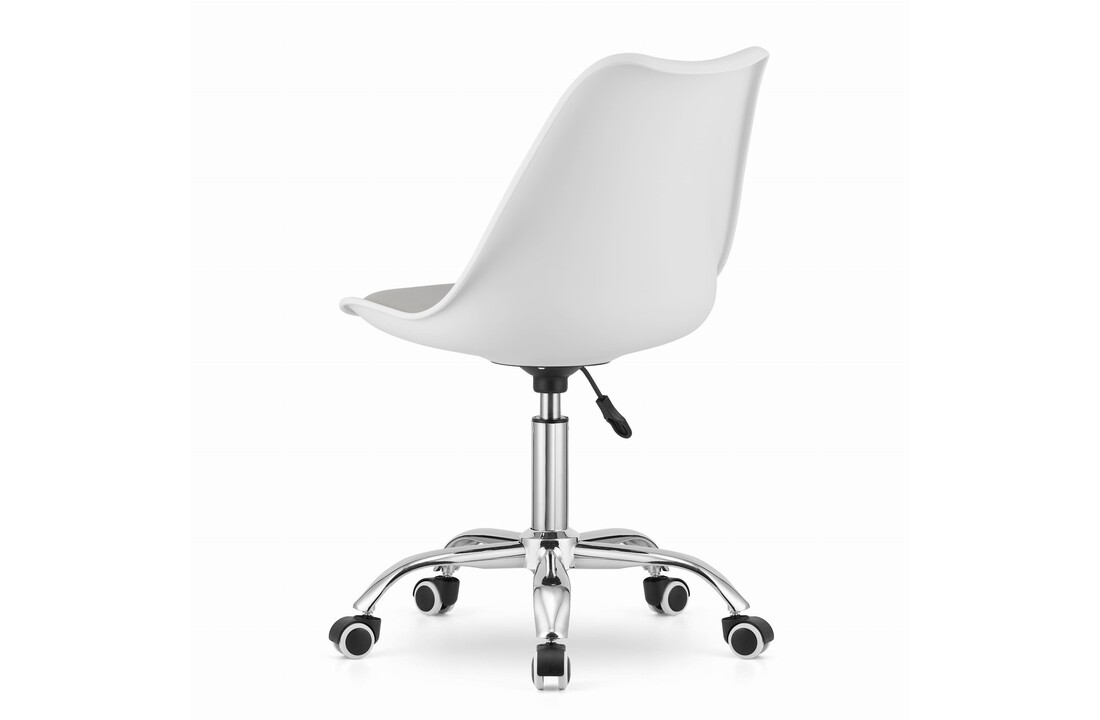 Ergonomische bureaustoel verstelbaar - Wit/Grijs, Eco Leer, Chroomstaal