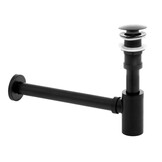 Wastafel sifon mat zwart | Messing | Klik-klak plug | Zonder overloop