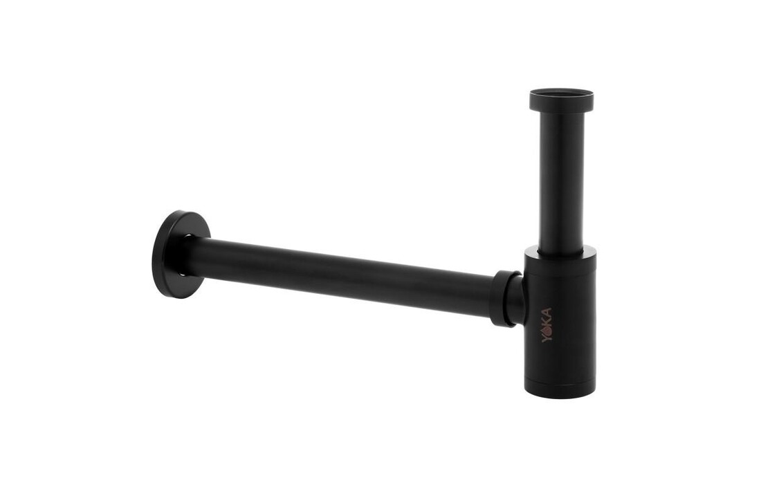 Sifon Zwart Met Stop - Mat Zwart Messing - 1 1/4"