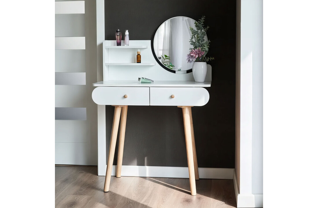 Kaptafel met lades wit, 80x40x122 cm, hout