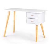 Kinderbureau 2 lades - Wit met grenen poten - 100x48x70 cm