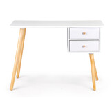 Kinderbureau 2 lades - Wit met grenen poten - 100x48x70 cm