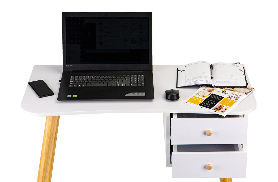 Wit bureau kinderkamer - 100x48x70cm - Grenen poten