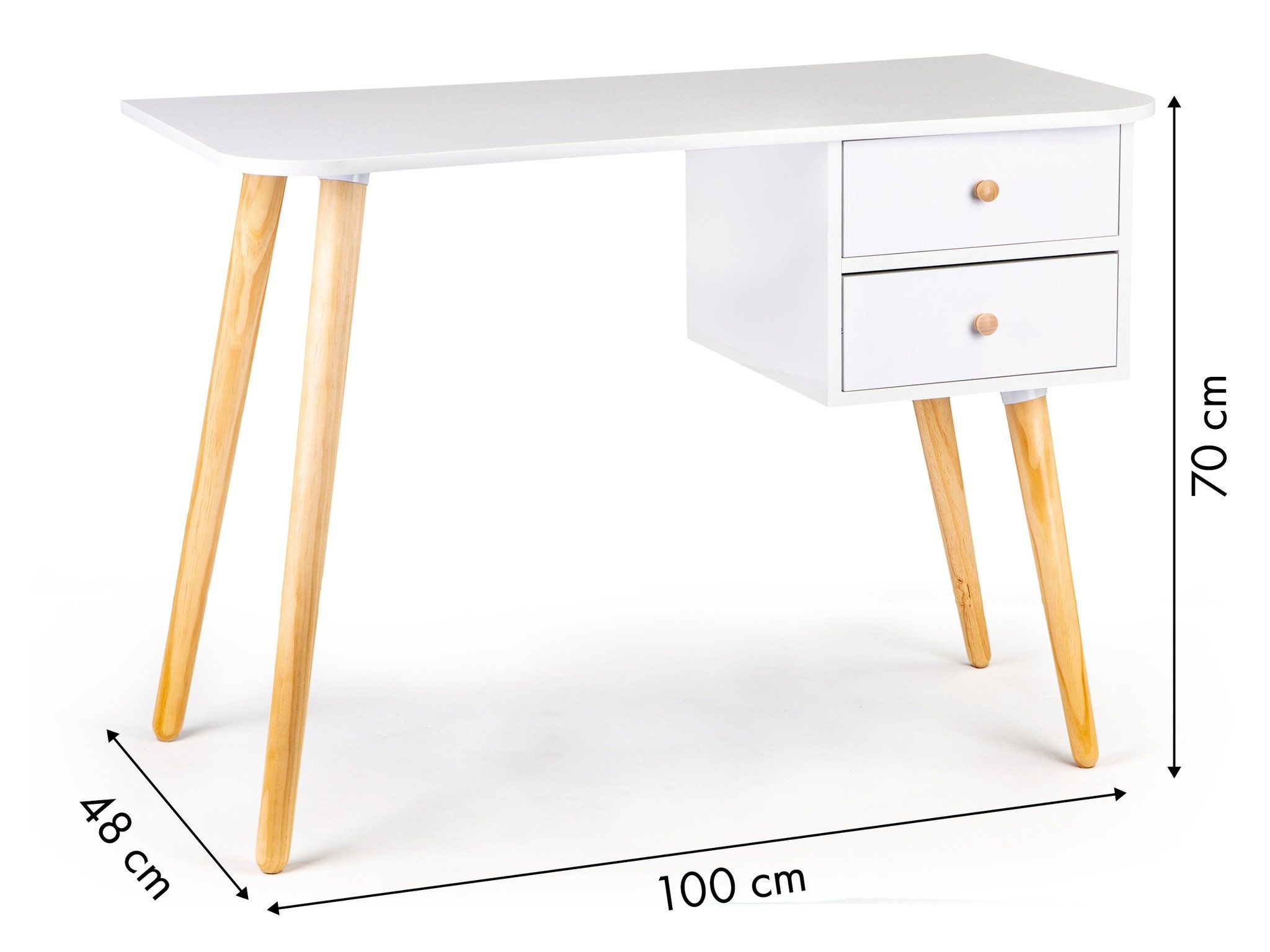 Wit bureau kinderkamer - 100x48x70cm - Grenen poten
