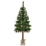Kunstkerstboom 180 cm groen met houten stam en dennenappels