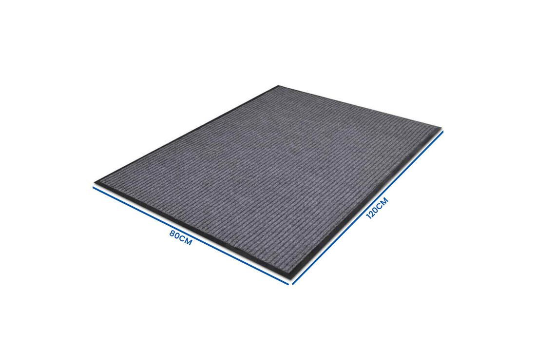Deurmat ribbels rubber 120x80 cm grijs polypropyleen/rubber