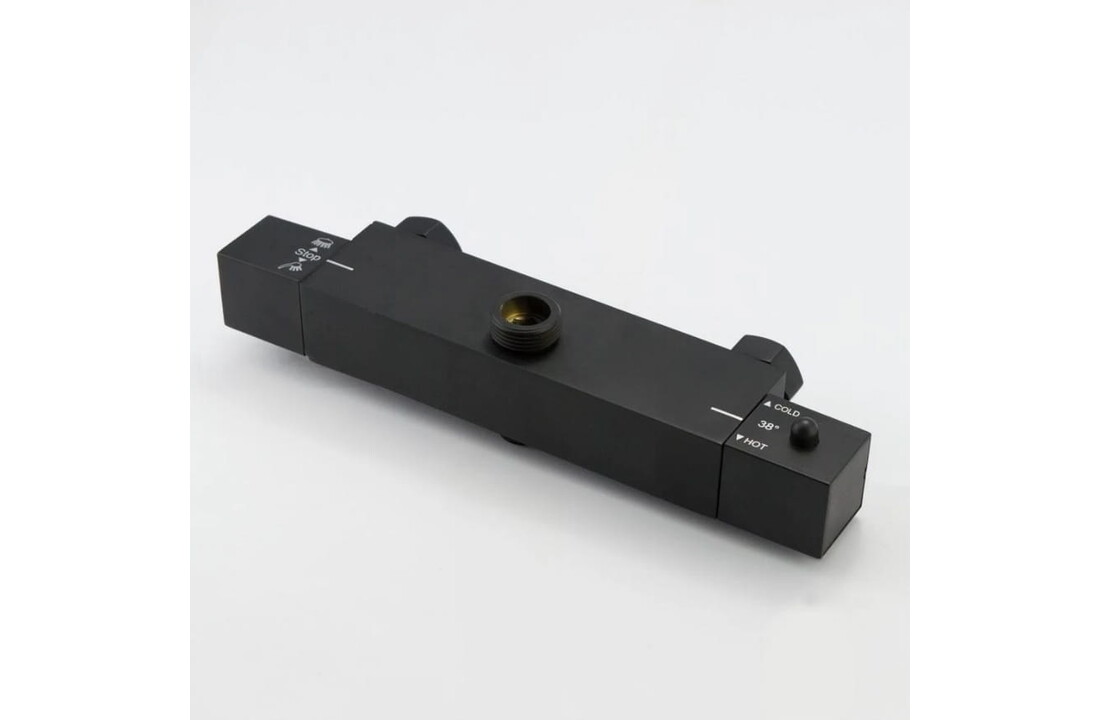 Doucheset mat zwart compleet met thermostatische mengkraan, messing