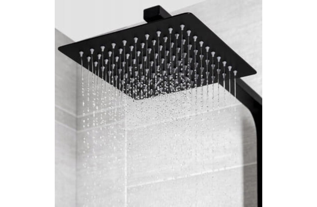 Doucheset mat zwart compleet met thermostatische mengkraan, messing