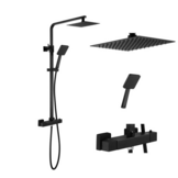 Thermostaatkraan Douche Mat Zwart Messing 20x20cm Doucheset