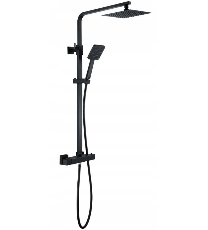 Thermostaatkraan Douche Mat Zwart Messing 20x20cm Doucheset