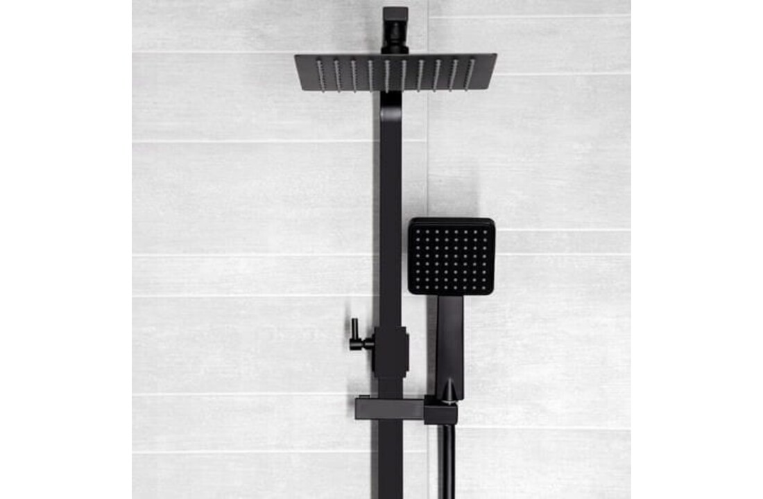 Thermostaatkraan Douche Mat Zwart Messing 20x20cm Doucheset