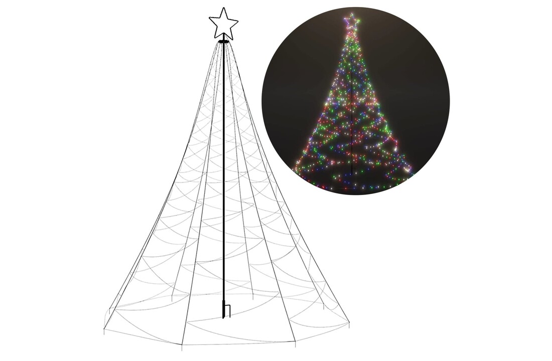 Kerstboom buiten LED vlaggenmast 300cm Multicolor - IP44