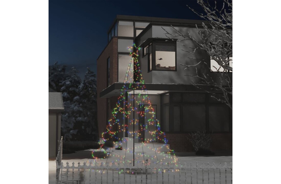 Kerstboom buiten LED vlaggenmast 300cm Multicolor - IP44