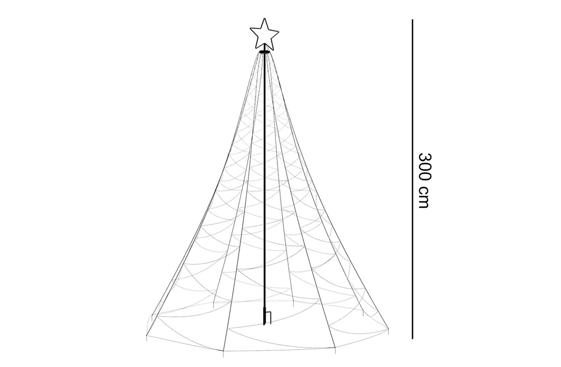 Kerstboom buiten LED vlaggenmast 300cm Multicolor - IP44