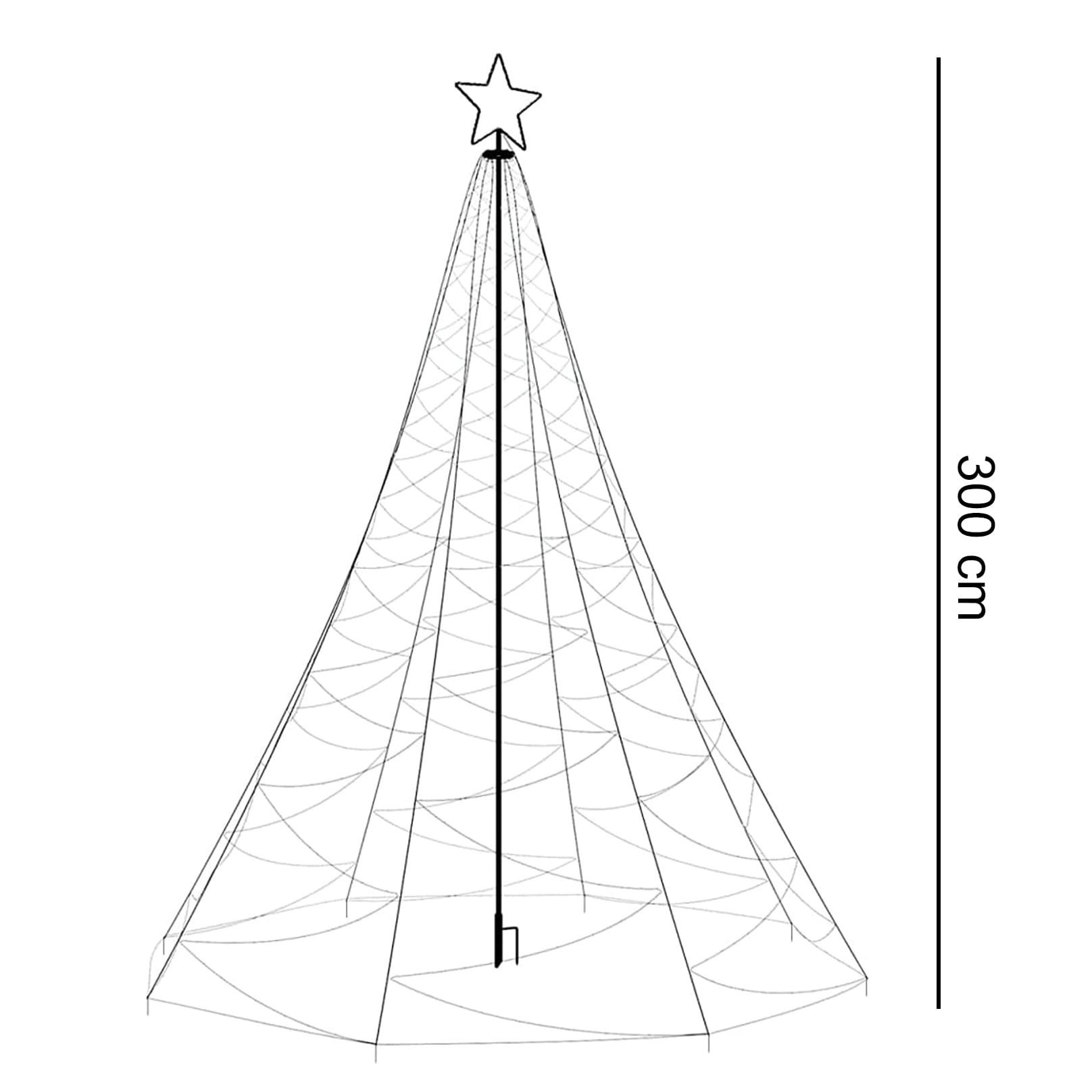 Vlaggenmast Kerstboom 300cm Multicolor LED - 8 Modi - IP44