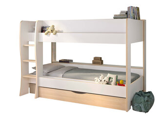 Bed met lade 90x200cm - Wit Eiken Stapelbed met Opbergruimte