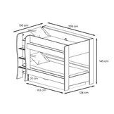 Bed met lade 90x200cm - Wit Eiken Stapelbed met Opbergruimte