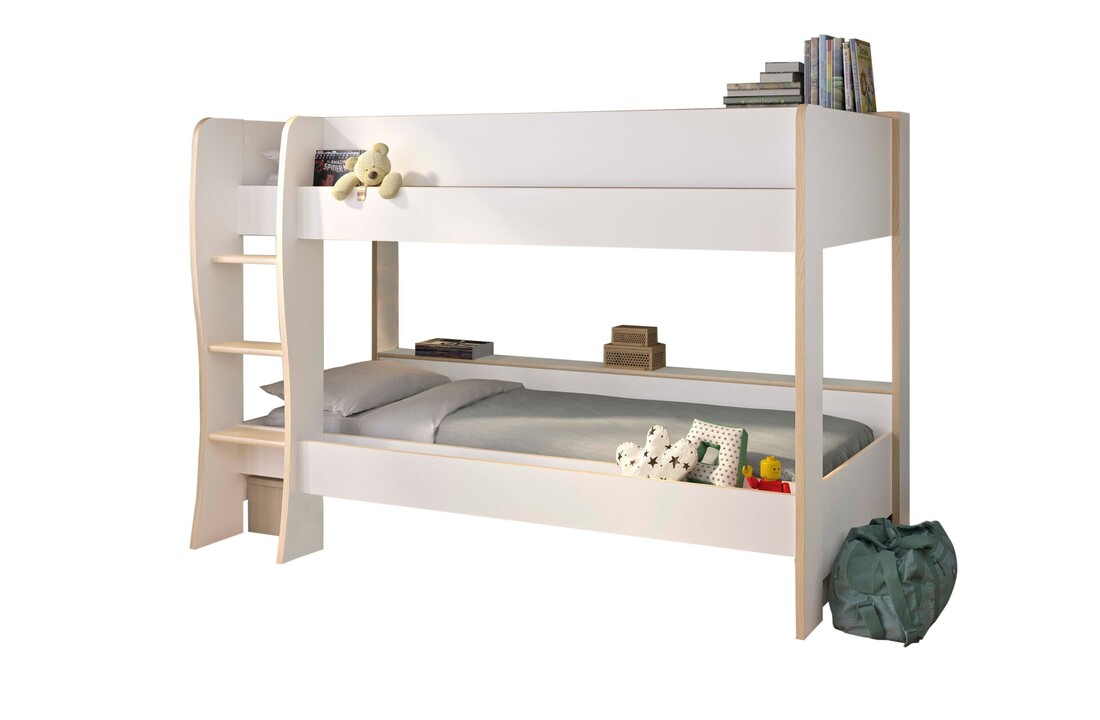 Kinderkamer bed: Stapelbed 90x200cm wit eiken – Ruimtebesparend & Opberg