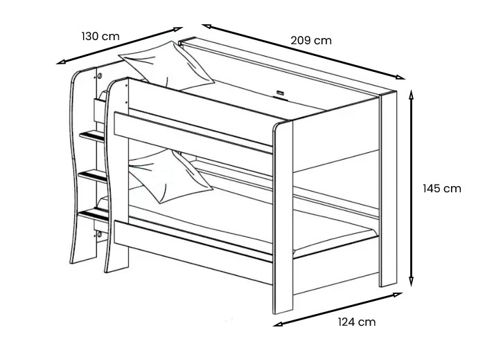 Kinderkamer bed: Stapelbed 90x200cm wit eiken – Ruimtebesparend & Opberg