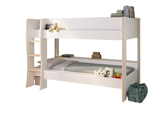 Wit bed hout | Stapelbed 90x200cm | Eiken & Wit