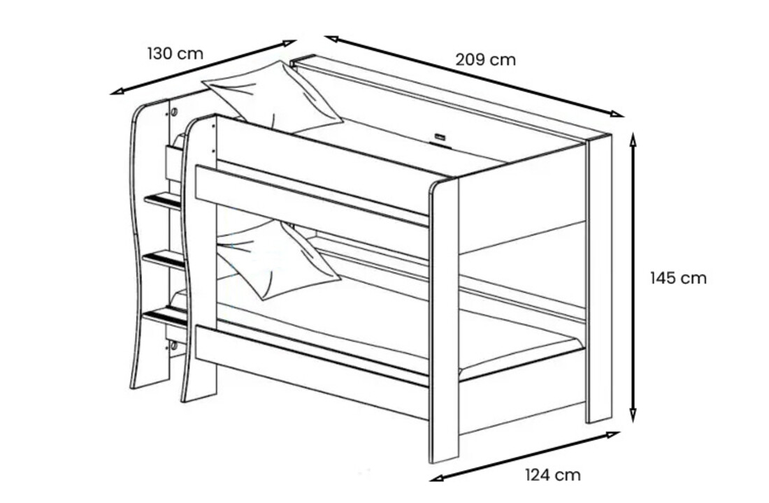 Wit bed hout | Stapelbed 90x200cm | Eiken & Wit