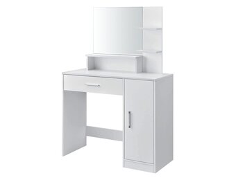 Make up tafel wit | Kaptafel met spiegel, 90x38x137,5 cm, spaanplaat