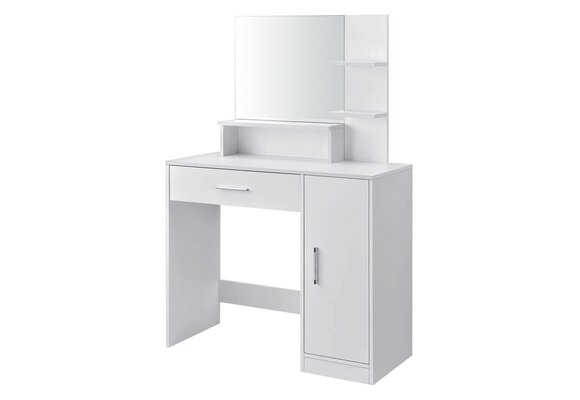 Make up tafel wit | Kaptafel met spiegel, 90x38x137,5 cm, spaanplaat