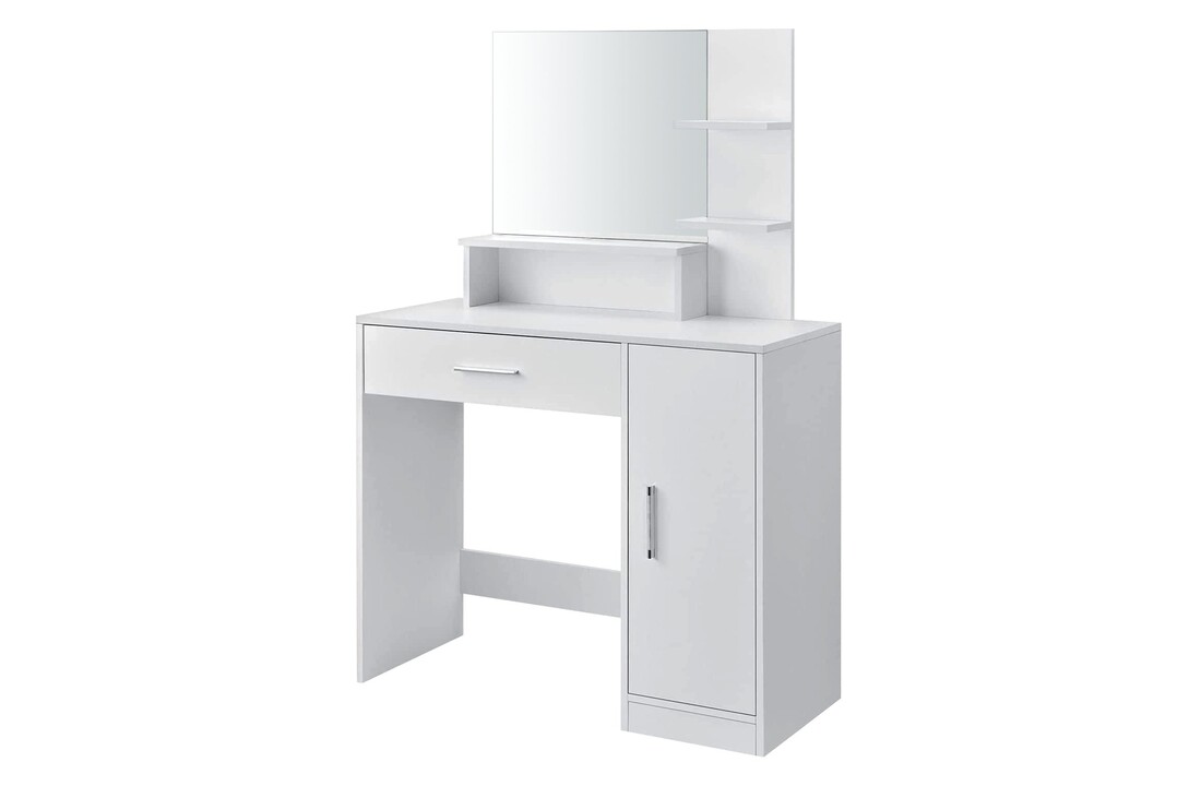 Kaptafel opbergruimte: Wit, 90x38x137,5 cm, Spaanplaat