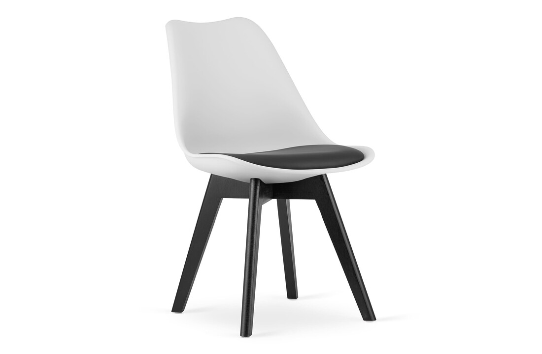 Eetkamerstoelen set van 4 - wit/zwart polypropyleen kuipstoel