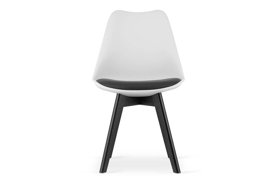Stoelen met kussen: Eetkamerstoel Kuipstoel Wit/Zwart Set van 4