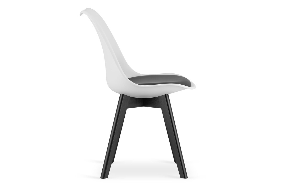 Stoelen met kussen: Eetkamerstoel Kuipstoel Wit/Zwart Set van 4