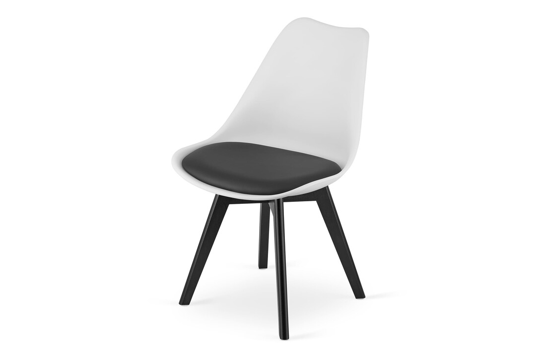 Stoelen met kussen: Eetkamerstoel Kuipstoel Wit/Zwart Set van 4