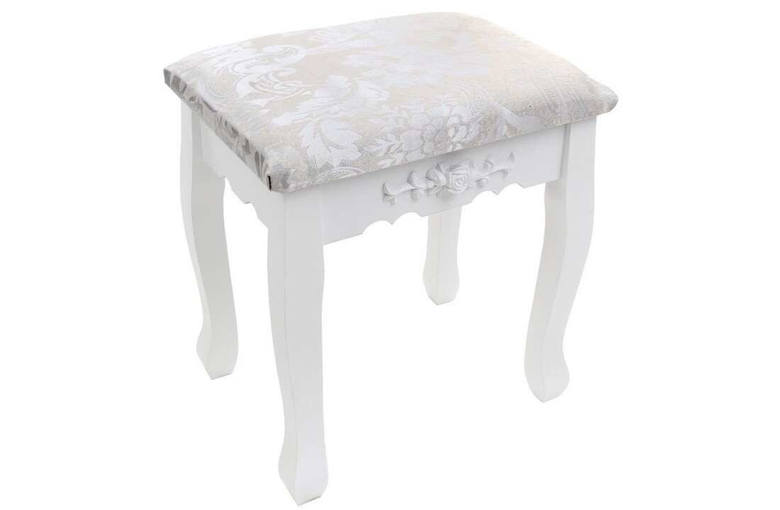 Kaptafel wit hout - Klassiek & Compleet met Spiegel & Krukje