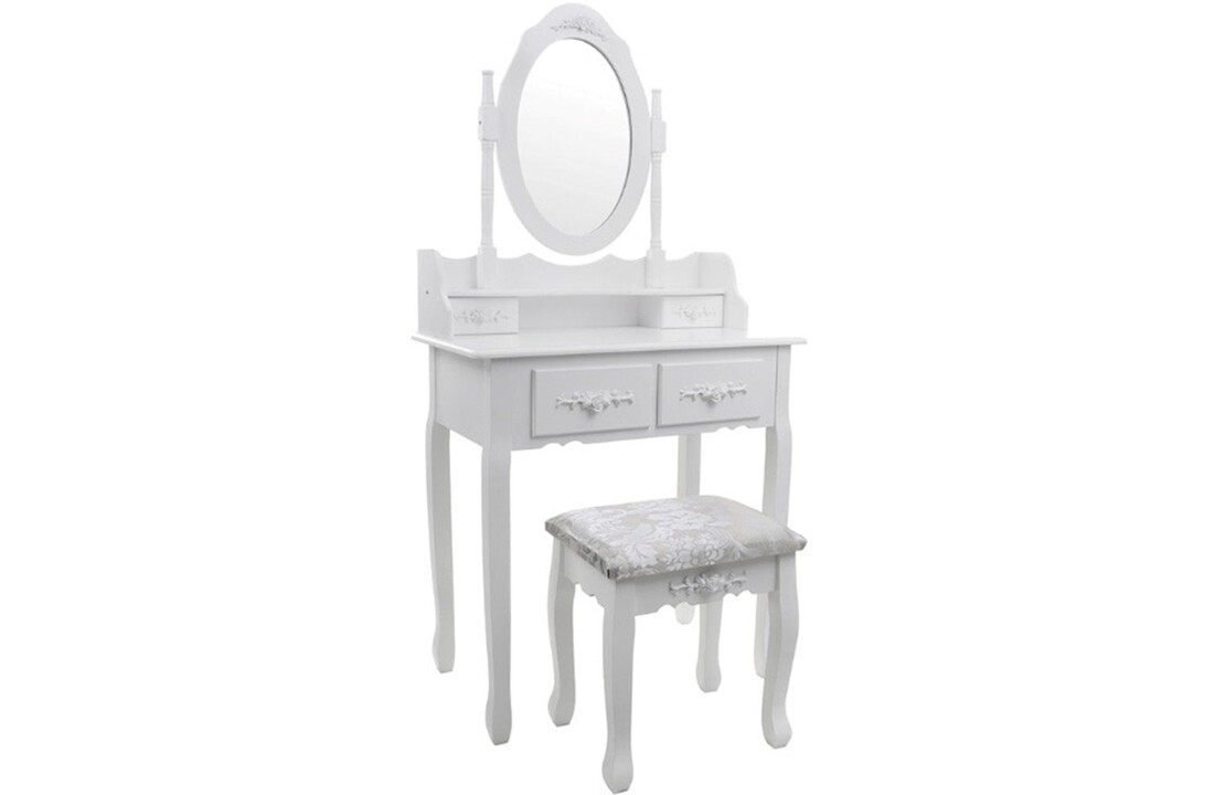 Kaptafel met kruk - Wit, Grenen/MDF, 75x40x147 cm