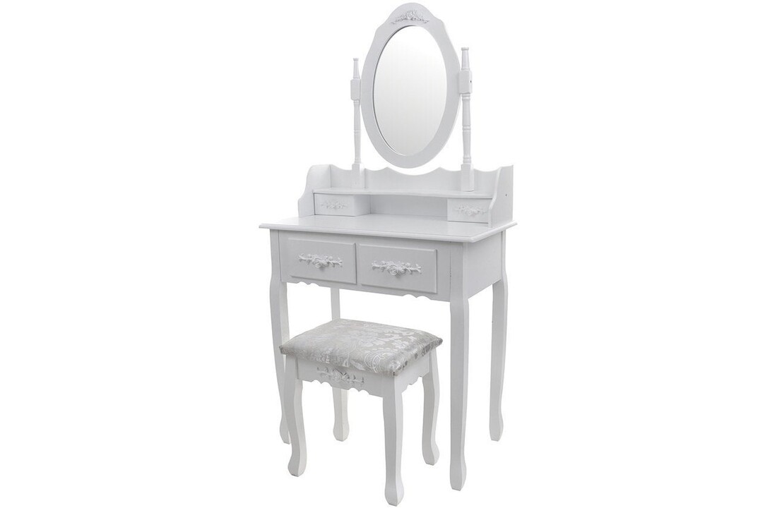 Kaptafel met kruk - Wit, Grenen/MDF, 75x40x147 cm