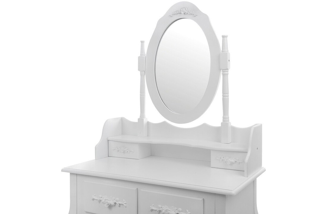 Kaptafel met kruk - Wit, Grenen/MDF, 75x40x147 cm